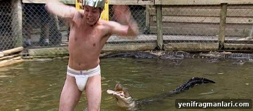 Top 10 Iconic Moments from Jackass: The Movie 8 Steve-O Alligator Tightrope