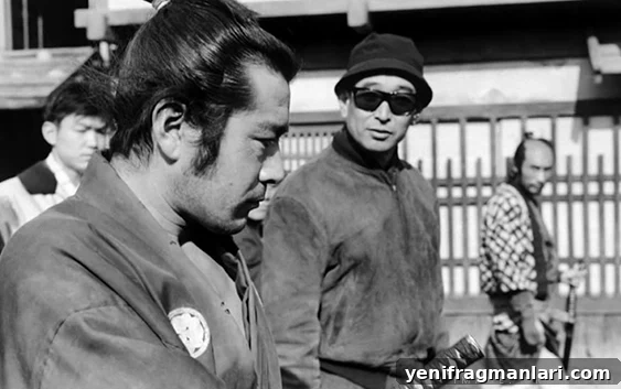 Toshiro Mifune and Akira Kurosawa on the set of Yojimbo