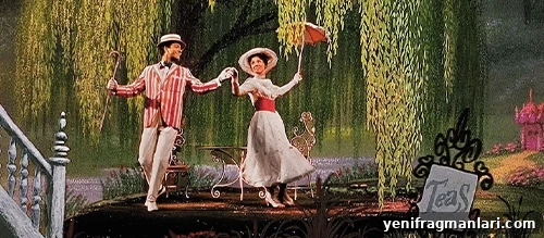 Animated and live-action scene from 'Mary Poppins' (1964).