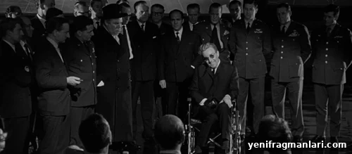 Peter Sellers as Dr Strangelove in Stanley Kubrick's black-and-white 1964 feature film.