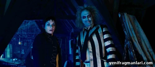 Winona Ryder and Michael Keaton in Tim Burton 2024 feature film 'Beetlejuice Beetlejuice'.