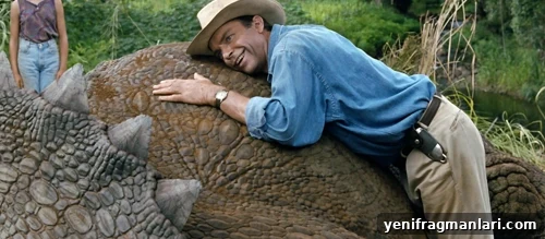 10 Iconic Dr. Alan Grant Moments from Jurassic Park 10 Sam Neill as Alan Grant lays atop an animatronic Triceratops in 'Jurassic Park'.