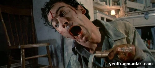 Top 10 Iconic Evil Dead Moments 10 Bruce Campbell undergoes a descent into madness in Sam Raimi horror film 'Evil Dead 2'.