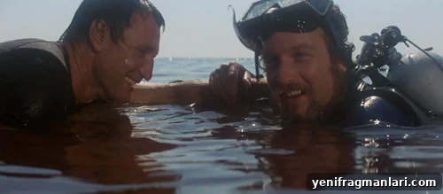 10 Unforgettable Jaws Moments 2 Roy Scheider and Richard Dreyfuss in Steven Spielberg's 1975 blockbuster feature film 'Jaws'.