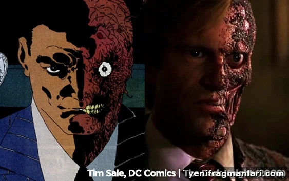 10 Iconic Live-Action Supervillain Suits 2 Harvey Dent comic book and live-action side-by-side.