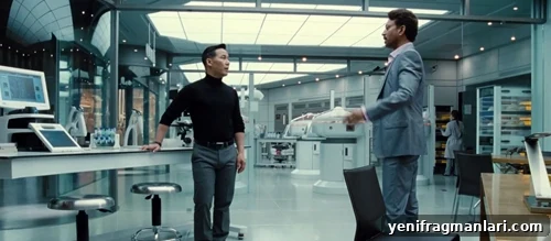 BD Wong and Irrfan Khan in discussion as part of a scene from Colin Trevorrow's 2015 sci-fi blockbuster 'Jurassic World'.