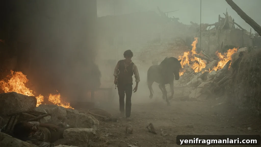 La Bola Negra: Queer History, Art, Desire and Legacy 3 A man and horse move through burning rubble during the Spanish Civil War in La Bola Negra
